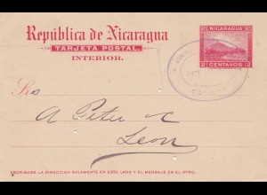 Nicaragua: 1902 post card Corinto to Leon