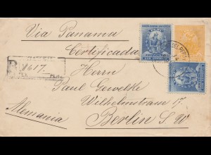 Peru 1896: registered letter via Panama to Berlin