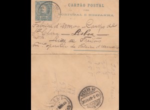 Acores: 1897 post card Ponta Delgada to Lisboa