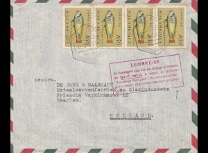 Mocambique 1954: letter Lourenco Marquesto to Haarlem/Holland, fish