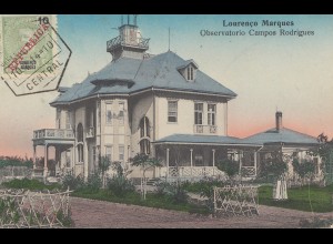Mocambique 1914 post card Lourenco Marques, Observatorio to Faro