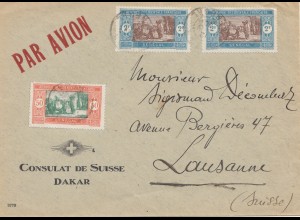 Senegal: 1930: air mail consulat de Suisse to Lausanne