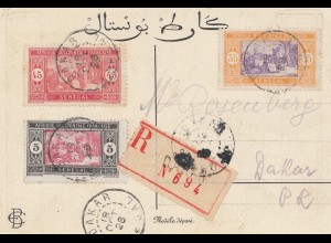 Senegal: 1928: registered Dakar, post card Khair Eddin, capitan pacha, d' Alger