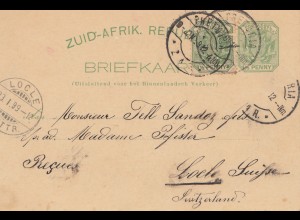 South Africa post card 1899 Pretoria to Loele/Switzerland