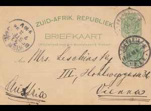 South Africa 1898: Pretoria post card to Wien