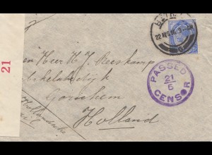 South Africa 1916 Bethal to Gorinchem/Holland, censor