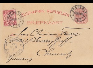 South Africa: 1894: post card Pretoria to Chemnitz