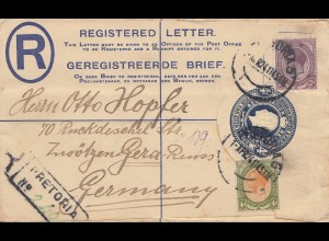 South Africa 1924: registered letter Pretoria to Gera
