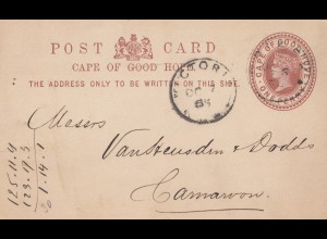 South Africa 1885: post card Victoria to Cameroon