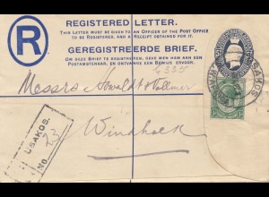 South Africa 1922: registered Usakos to Windhoek