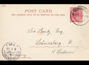 South Africa 1907: post card Johannesburg to Schneeberg
