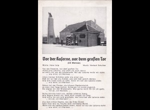 Ansichtskarte: Lied Lili Marleen Text, Vor der Kaserne, vor der gr. Stadt