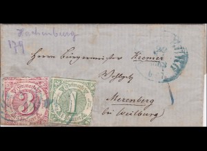 Thurn und Taxis: Brief nach Merenberg bei Weilburg - Seltener Stempel