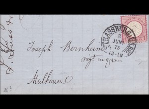 Brief von Strassburg nach Mühlhausen 1873