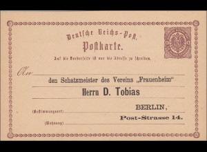 Postkarte mit Adresse eingedruckt Berlin Verein Frauenheim
