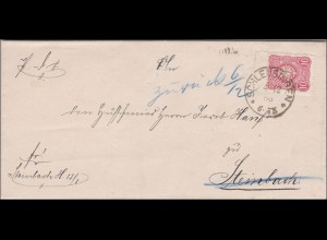 Brief von Schleusingen nach Steinbach 1886