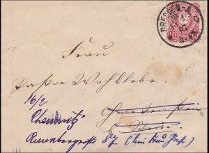 Brief von Dresden nach Chemnitz 1887