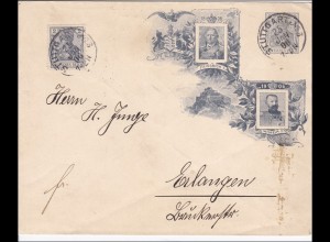 Germania: Ganzsachenumschlag von Stuttgart nach Erlangen 1906