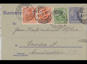 Germania: Kartenbrief von Oldenburg nach Dresden - Ganzsache 1921