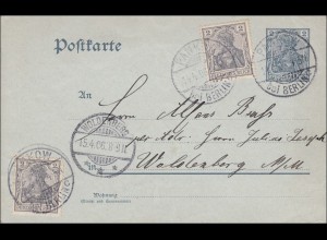 Germania: Ganzsache-Postkarte im Ortsverkehr Woldenberg 1906