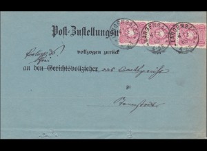 Zustellurkunde von Langensalza 1885