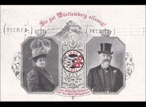 Germania: Ganzsache silbernen Hochzeitsfeier württemb. Königspaar Cannstatt 1911