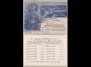 Kartenbrief mit Bild von Neustrelitz innen - SELTEN - nach Altona 1898