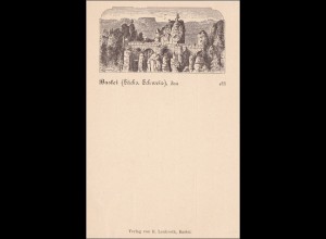 Ganzsachenkarte ungebraucht mit rückseitigem Bild Bastei (Sächs. Schweiz) 1888