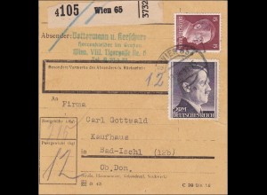 III. Reich: Paketkarte von Wien nach Bad Ischl 1944