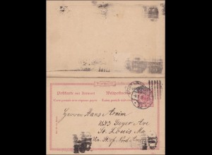 Ganzsache mit Antwortkarte von Berlin nach St. Louis USA, 1898