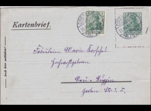Ganzsache SELTENER Kartenbrief von Dresden 1916, Germania
