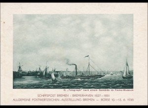 Ganzsache: Schiffspost Bremen-Bremerhaven, Ausstellung Briefmarken 1938, 