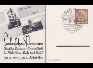 Ganzsache: Landesschau Pommern KdF 1938 in Stettin mit Sonderstempel