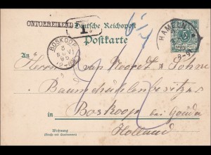 Ganzsache: 1895 von Hammeln nach Holland