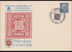 Ganzsachenumschlag: 45. Deutscher Philatelistentag München 1939