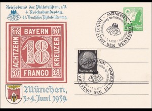 Ganzsache: 45. Deutscher Philatelistentag München 1939