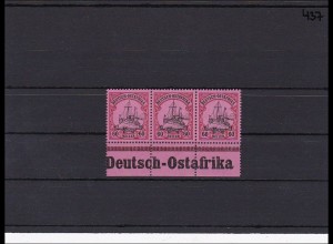Deutsch Ostafrika, MiNr. 37, ** postfrisch, Dreierstreifen mit Randinschrift