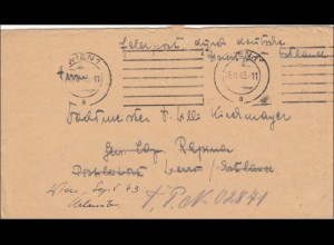 Feldpost II. Weltkrieg: Brief aus Wien 1943 an FPNr. 02841 mit Briefinhalt