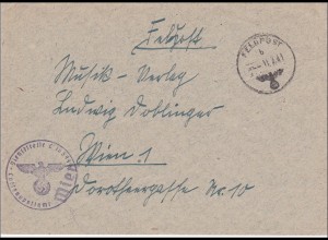 Feldpost II. Weltkrieg: Brief Luftgaupostamt Wien nach Wien 1941
