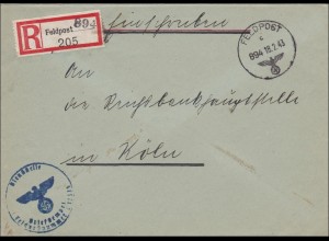 Feldpost II. Weltkrieg: Einschreiben Brüssel 1943 nach Köln