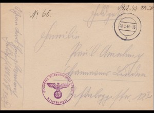 Feldpost II: WK: Stummer Stempel 1943, FPNr. 06035D, Niederlande mit Inhalt