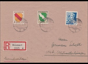 Französische Zone: Einschreiben von Konstanz nach Munderkingen 1947