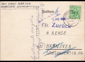 BiZone: Postkarte Hannover 1945 - Zurück