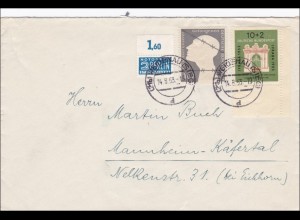 Brief aus Weidenau nach Mannheim Käfertal 1953, Eckrand