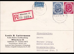 Einschreiben von München nach Rosenheim 1952