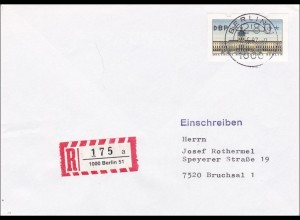 Einschreiben Berlin 1987 nach Bruchsal - 280 Automatenmarke