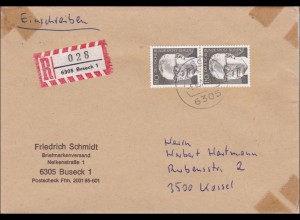 Einschreiben Buseck nach Kassel - 1973 - 2x 110Pfg