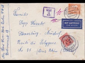 Luftpostbrief von Berlin nach Frankreich 1952