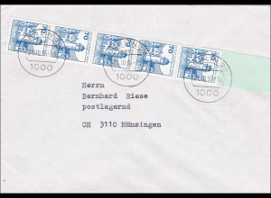 Brief mit Rollenendstreifen nach Münsingen 1991