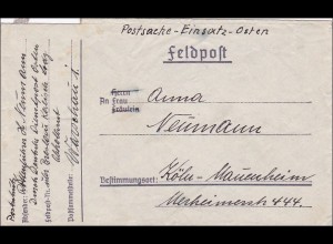 Deutsche Post Osten - Warschau - Feldpostbrief Postschutz Rottenführer